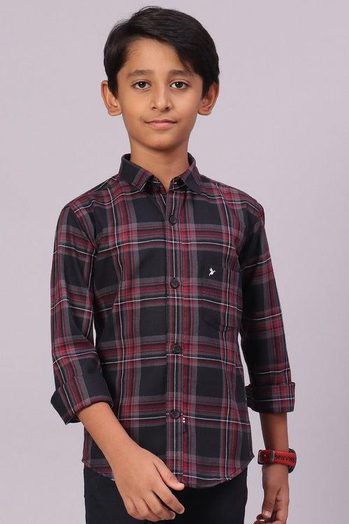 KIDS - Panther Black Checks-Full-Stain Proof Shirt