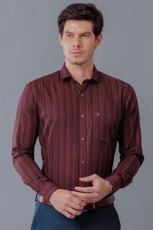 Maroon Multi Line Formal Stripes - Full-Stain Proof