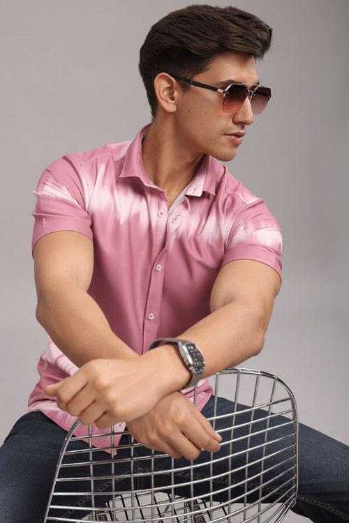 Pink Echo Printed Shirt - Half - Wrinkle Free