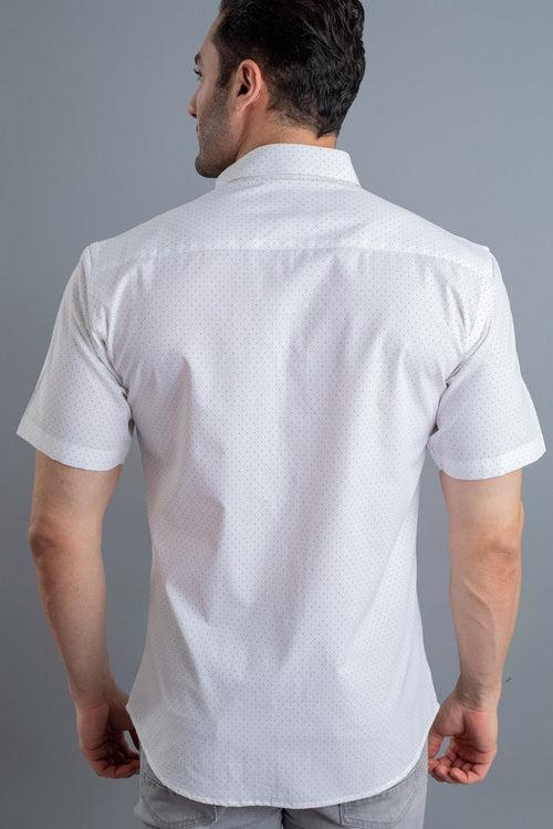 White Dotted Print - Half Sleeve - Stain Proof