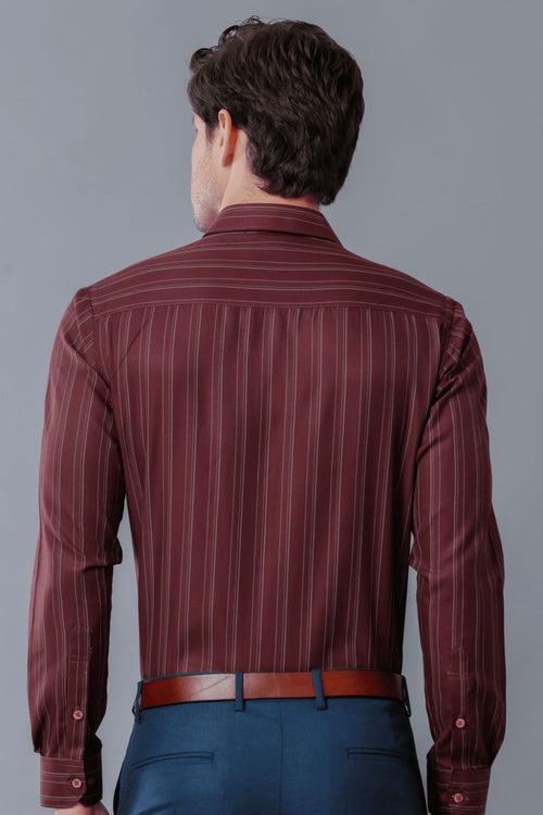 Maroon Multi Line Formal Stripes - Full-Stain Proof