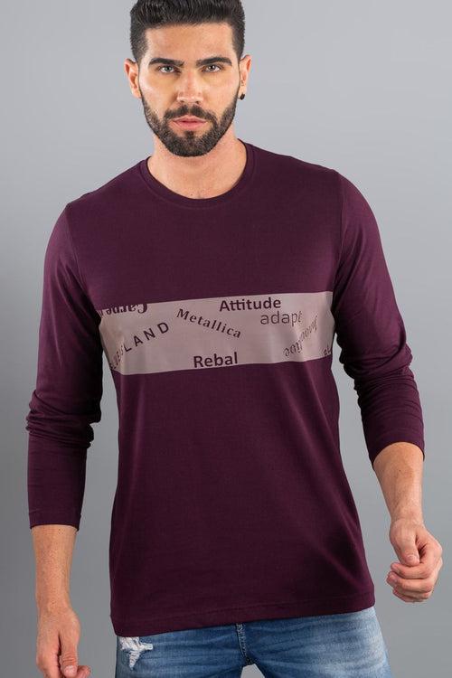 Dark Purple Cross Panel - Full Sleeve TShirt - Stain Proof