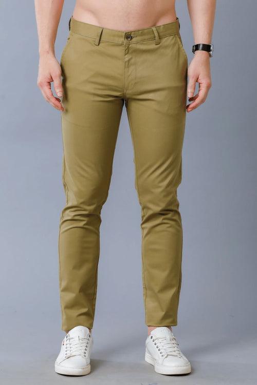 Olive Green - 2 way stretch - COTTON PANT