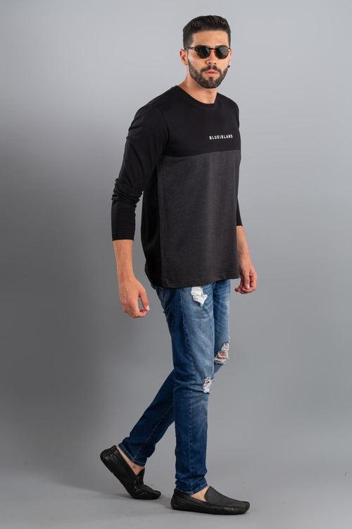 Black and Grey - Full Sleeve TShirt - Stain Proof