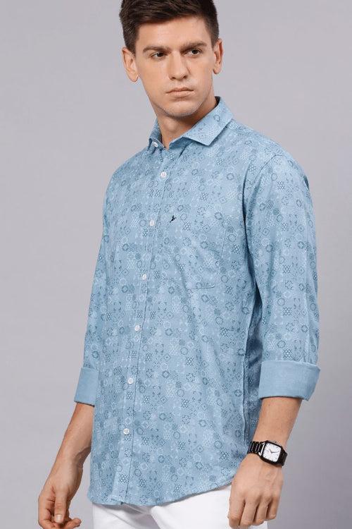 Bluish Grey Print -Full-Stain Proof