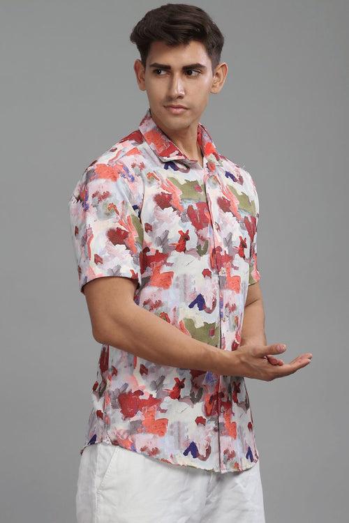 Multi Colour Printed shirt - Half - Wrinkle Free