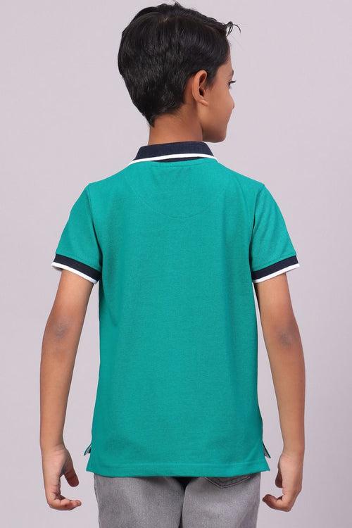 KIDS - Turq Green Solid Tshirt - Stain Proof