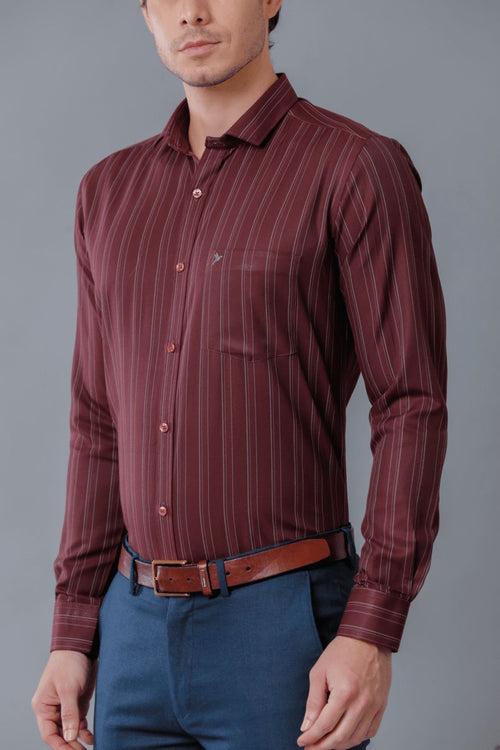 Maroon Multi Line Formal Stripes - Full-Stain Proof