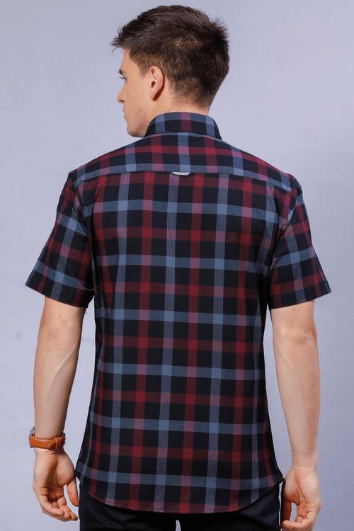 Classy Red and Black Checks - Half Sleeve - Stain Proof