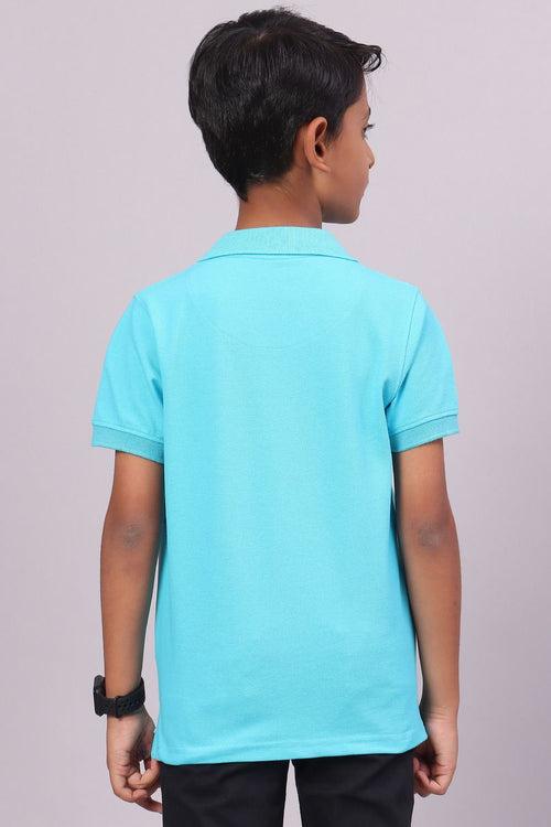 KIDS - Multi Blue Solid Tshirt - Stain Proof