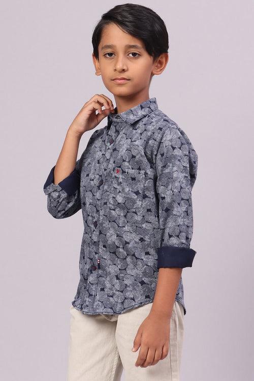 KIDS - Navy Mystic Print-Full-Stain Proof Shirt