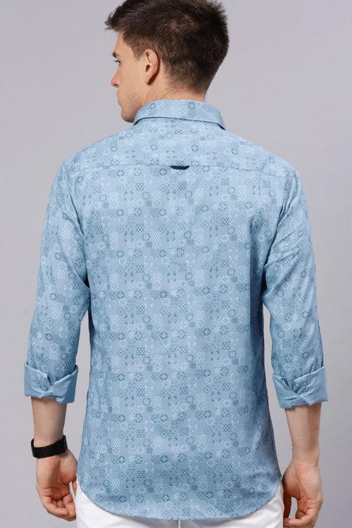 Bluish Grey Print -Full-Stain Proof