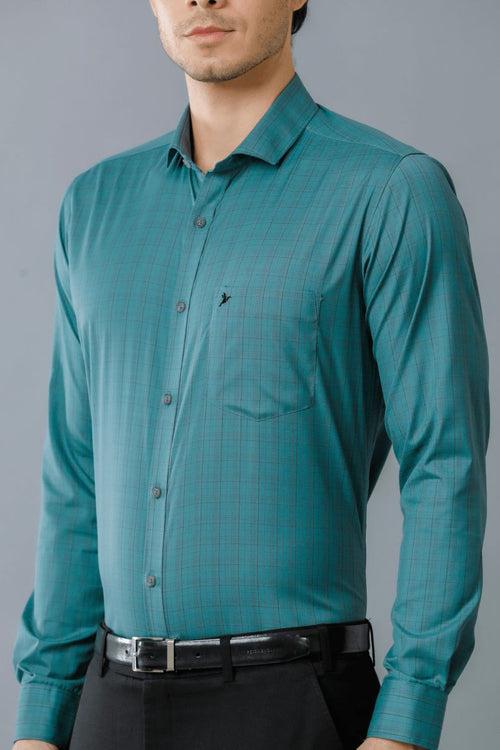 Teal Blue Multi Formal Checks - Full-Stain Proof