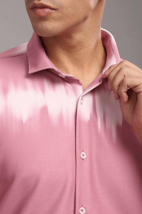 Pink Echo Printed Shirt - Half - Wrinkle Free