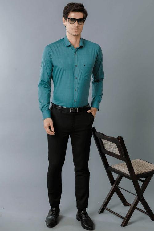 Teal Blue Multi Formal Checks - Full-Stain Proof