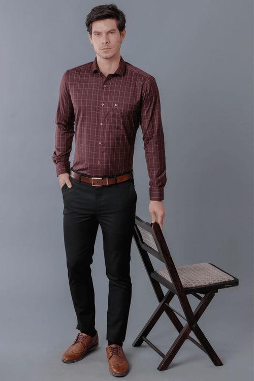 Choco Brown Formal Checks - Full-Stain Proof