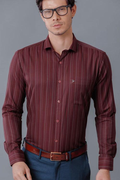 Maroon Multi Line Formal Stripes - Full-Stain Proof