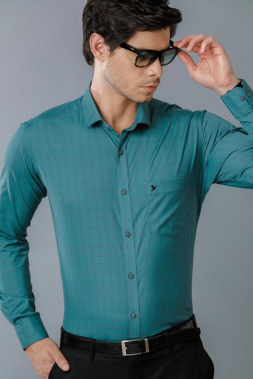 Teal Blue Multi Formal Checks - Full-Stain Proof