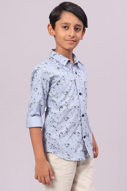 KIDS - Bluish Grey Splash Print-Full-Stain Proof Shirt