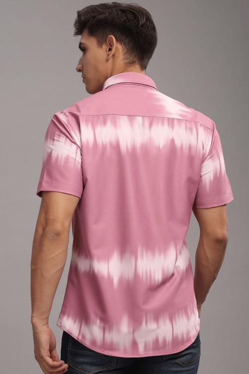 Pink Echo Printed Shirt - Half - Wrinkle Free