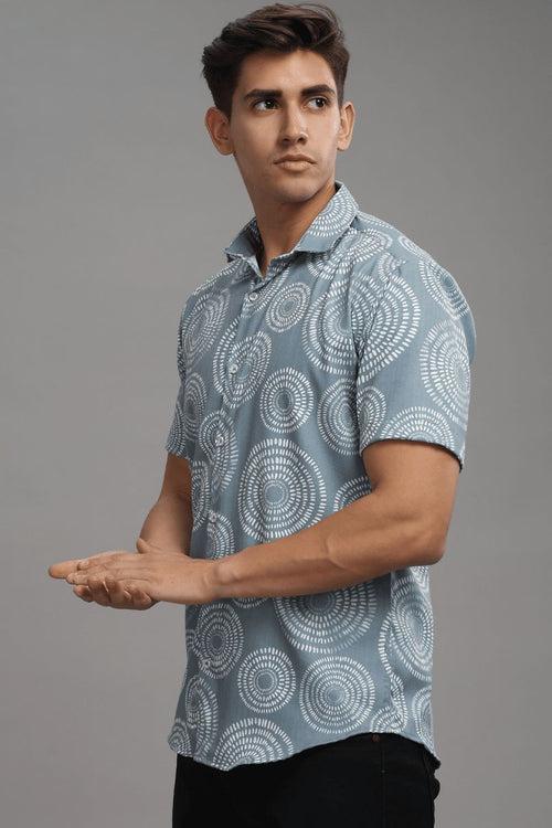 Grey Orbit Printed shirt - Half - Wrinkle Free