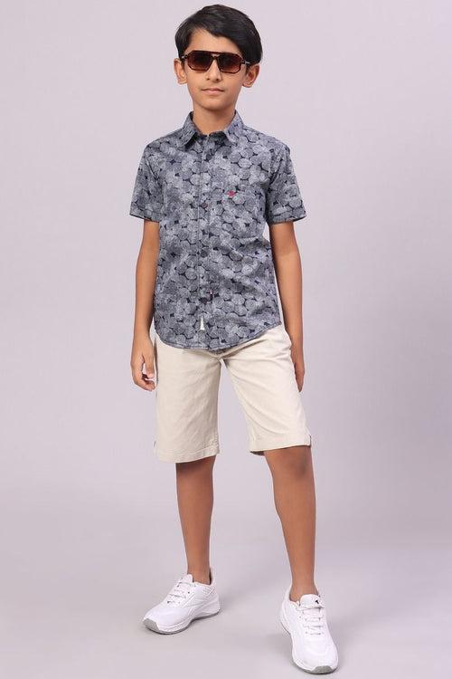 KIDS - Navy Mystic Print-Half-Stain Proof Shirt