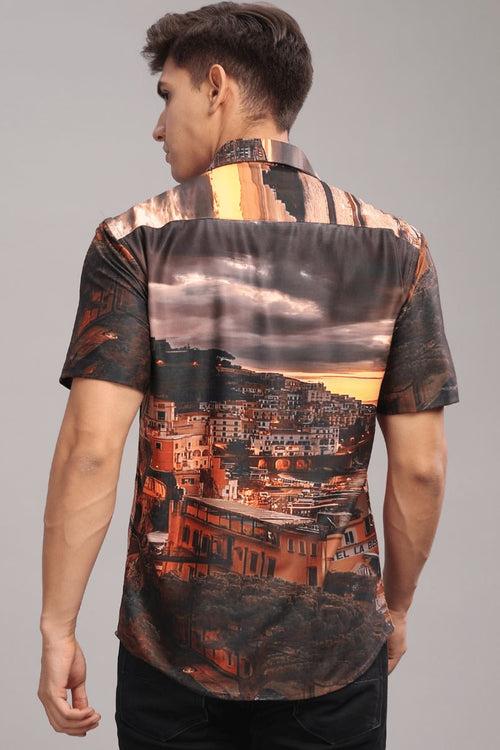 Italian Sunset Printed Shirt - Half - Wrinkle Free