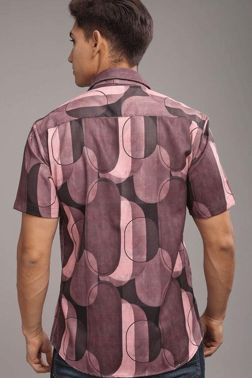 Multi Shape Pink Printed shirt - Half - Wrinkle Free