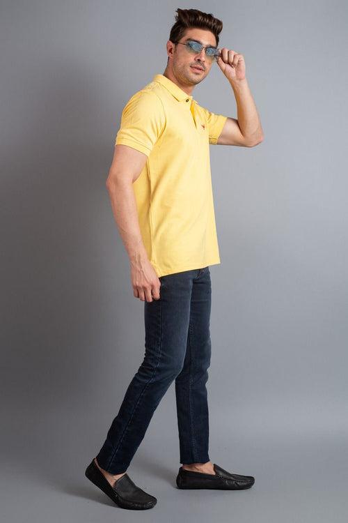 Brisk Yellow Solid TShirt - Stain Proof