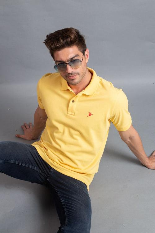 Brisk Yellow Solid TShirt - Stain Proof