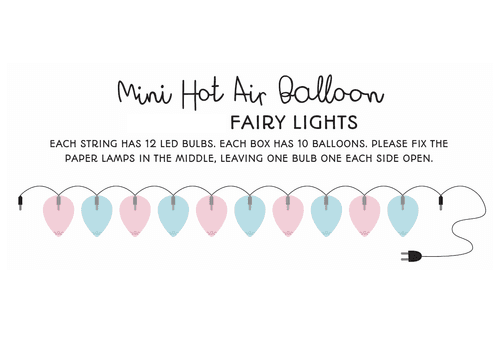 Paper Mini Hot Air Balloon Fairy Lights & Birds Wall Decor Combo