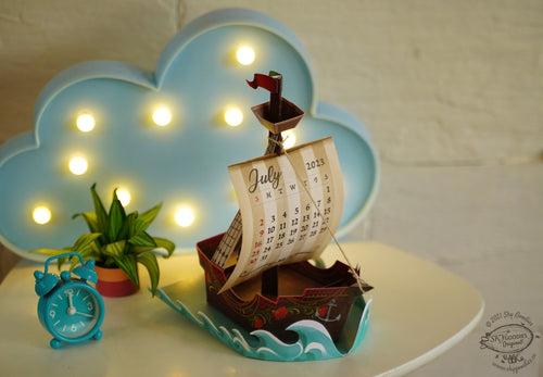 Adventure Ship Desk 3D Calendar 2024 & 2025 DIY Paper Craft Kit