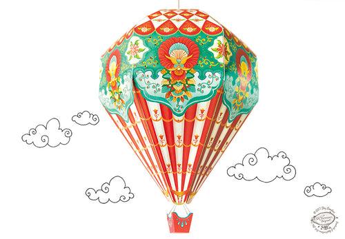 Small Red Hot Air Balloon DIY Paper Lamp Shade