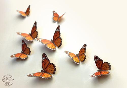 Paper Monarch Butterflies for Wall Decoration: Set of 24