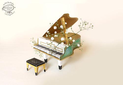 Turquoise Mini Grand Piano Calendar 2024 & 2025 - DIY Paper Craft Kit