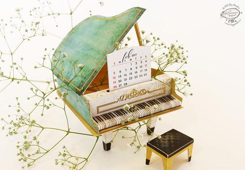 Turquoise Mini Grand Piano Calendar 2024 & 2025 - DIY Paper Craft Kit