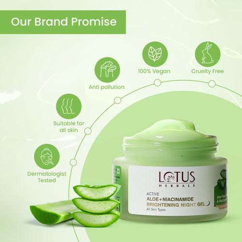 Lotus Herbals Active Aloe + Niacinamide Calm & Brighten Night Gel