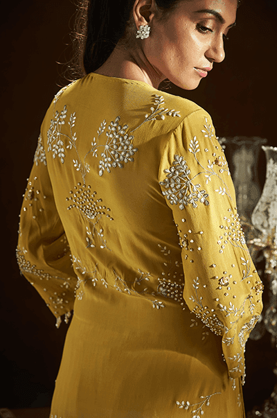 <b>SANYA GULATI</b><br>Mustard Kimono Wrap Kurta and Pants