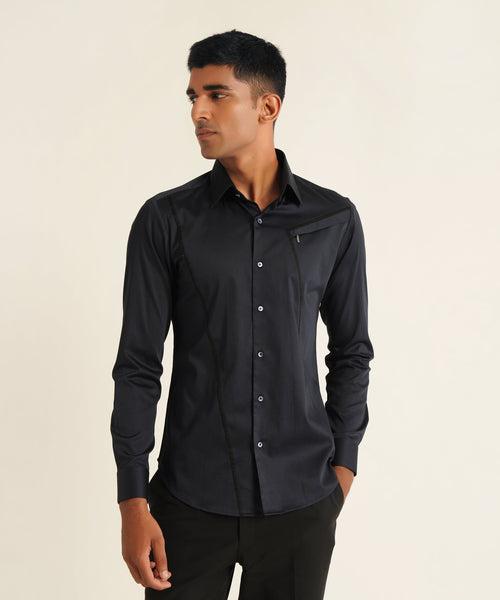 Zipper detailed Button down shirt