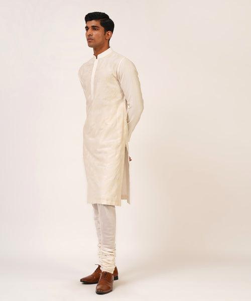 Diagonal Line Embroidered Kurta Set