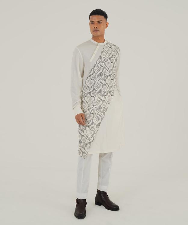 Cotton Silk Criss Cross Printed Kurta Set