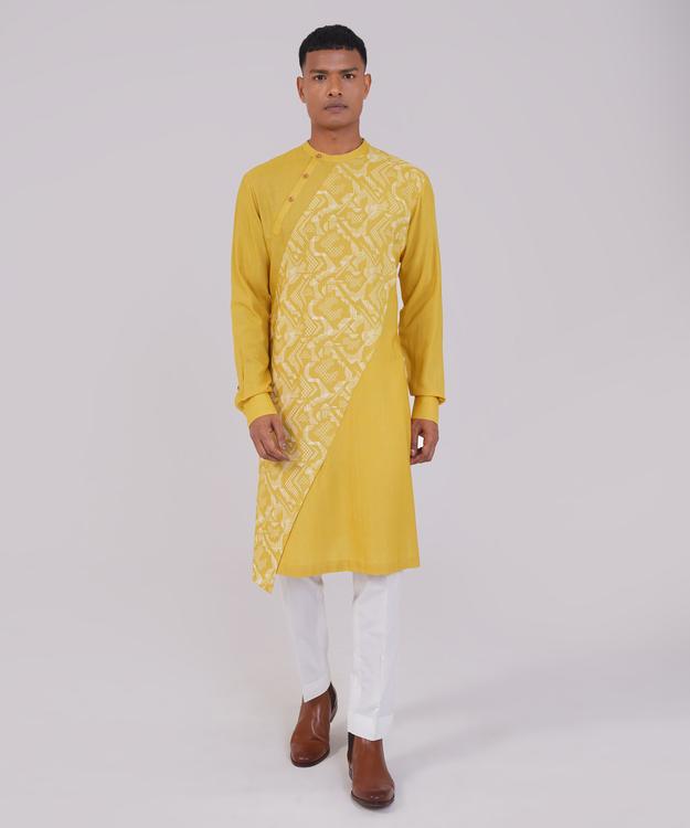 Cotton Silk Criss Cross Printed Kurta Set