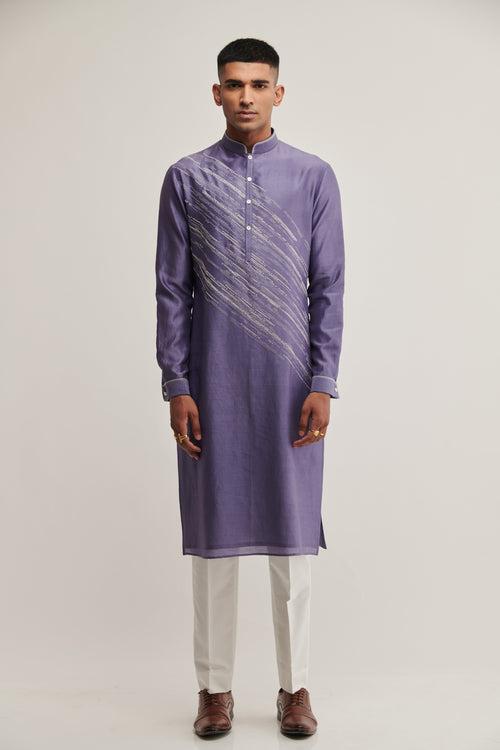 Diagonal Embroidered Kurta Set