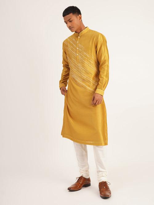 Diagonal Embroidered Kurta Set