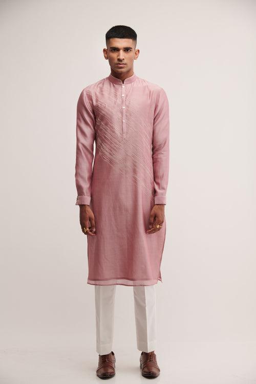 Diagonal Embroidered Kurta Set