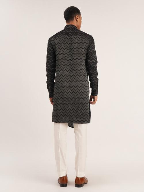 Zig-Zag Asymmetric Kurta Set