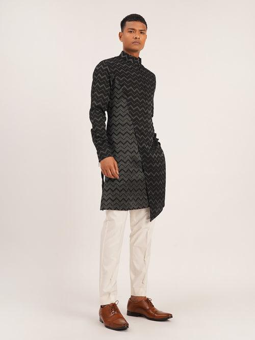 Zig-Zag Asymmetric Kurta Set