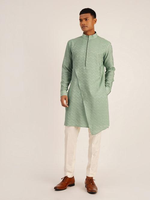 Zig-Zag Asymmetric Kurta Set