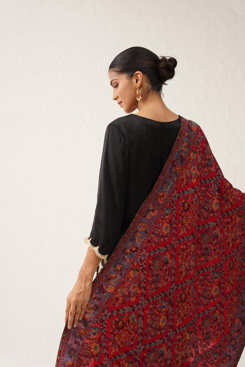 Damini Red Woollen Kaani Shawl