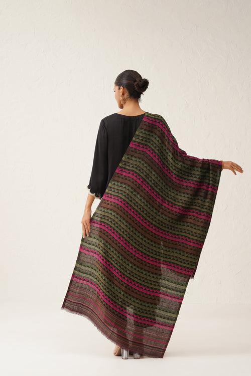 Zig Zag Lurex Woollen Stole